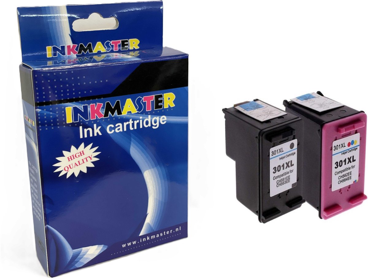 Inkmaster premium huismerk XXL Cartidge multipack voor HP 301XL BLack en Color (CH564EE) 301 XL voor Officejet 4630 4632 4635 4636(SE) Envy 4500(E) 4502 4503 4504 4507 4508 5530 5532 5534 Deskjet 3050 3000 2549 2547