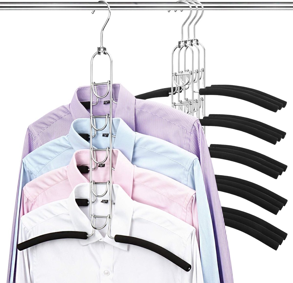 Kledinghangers Set - Opbergrek Organizer - Kast Ruimte Besparen - 5-in-1 Ontwerp - 4 Stuks
