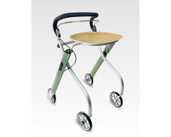 TrustCare Let’s Go Indoor Rollator – Lichtgewicht & Opvouwbaar Design – Met Dienblad & Stoffen Mandje – Wendbaar & Stijlvol – Groen