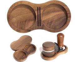 Tamper Houder - Barista Accessoire - Espresso Bereiding - Universele Pasvorm - 51 53 58mm - Walnoot