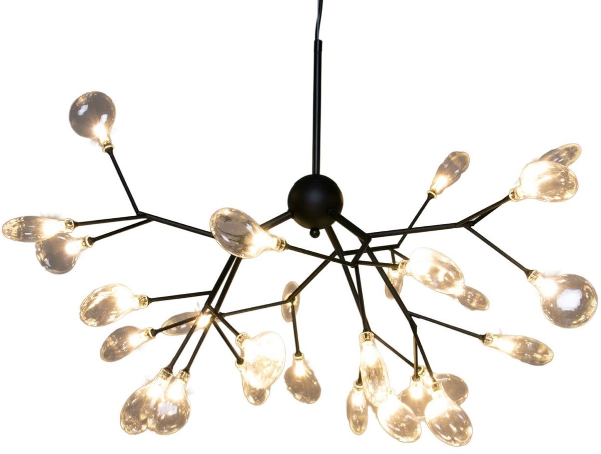 Kosilum - Arsinoe - Hanglamp - Zwart - Metaal en glas
