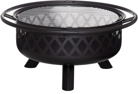 Mustang Vuurschaal met Grillrooster Ø67 cm - Luxe Fire Pit BBQ - Zwart/Brons - 91 cm van Mustang — afbeelding 4