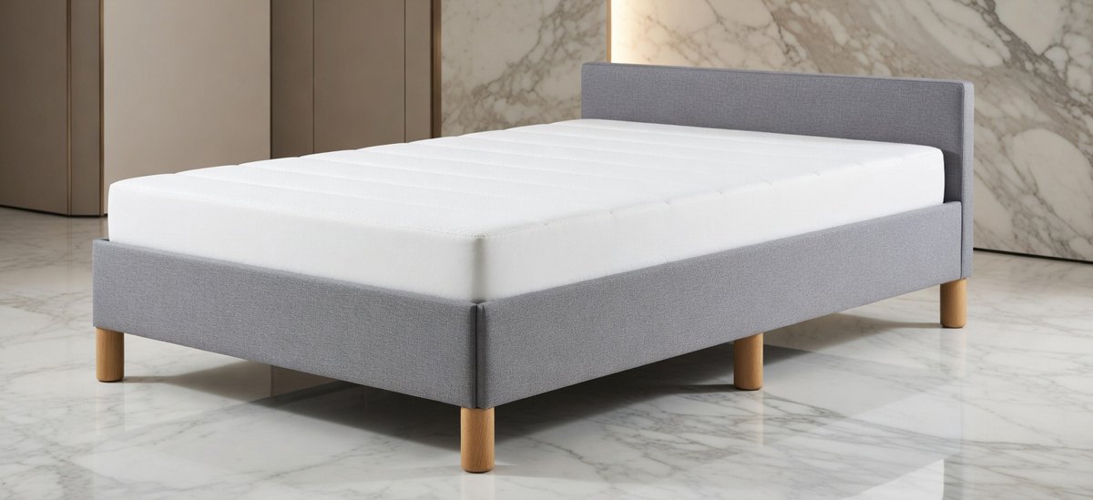Luxe Comfort Bedframe 90x190 cm – Lichtgrijs Gestoffeerd Eenpersoons Bed met Hoofdbord en 