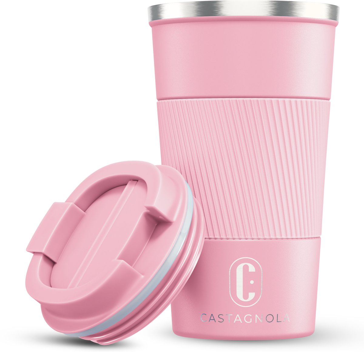 Castagnola Thermosbeker - Koffiebeker To Go - Travel Mug voor Koffie en Thee - Theebeker - 510 ML - RVS - Roze