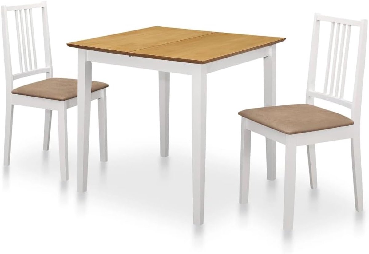 Eetkamerset - Eettafel Stoelen - Samen Eten - Uitschuifbaar Tafelblad - 3 Delig - Wit
