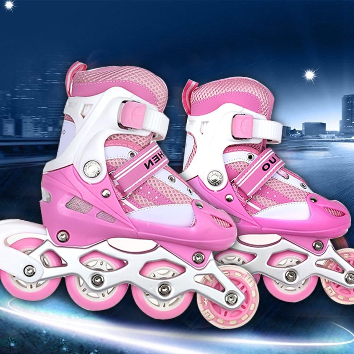 Kinder rolschaatsen Inline skates Buitenplezier Verstelbare Roze