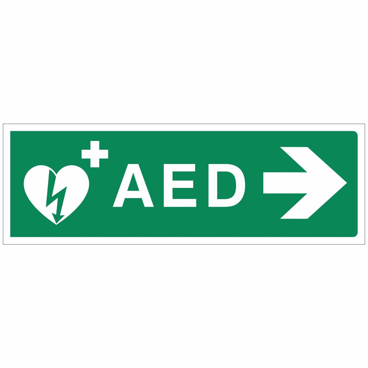 AED rechts REFLECTEREND (7-10 jaar buitengebruik) 30x10 cm DIBOND bord