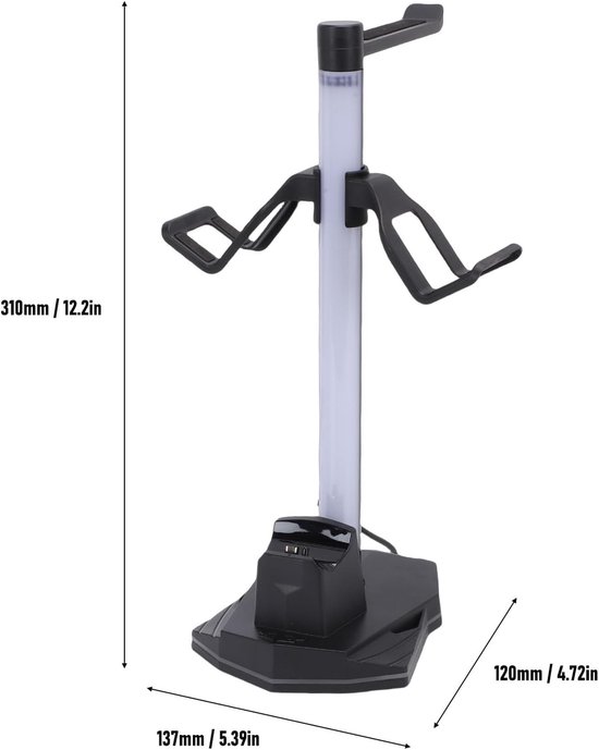 Controllerstandaard - Oplaaddock - Gaming Setup Organiseren - 3-in-1 Functionaliteit - Dubbele USB Poorten - Zwart — afbeelding 5