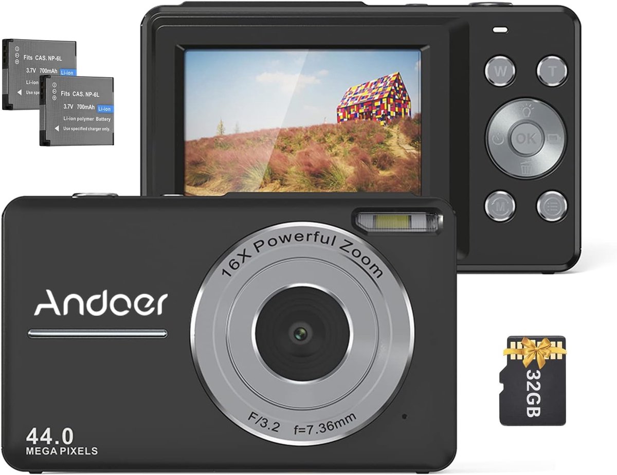 Digitale Camera - Compacte Camera - Fotografie Leren - Inclusief 32GB Kaart - 9.5 x 5.7 cm