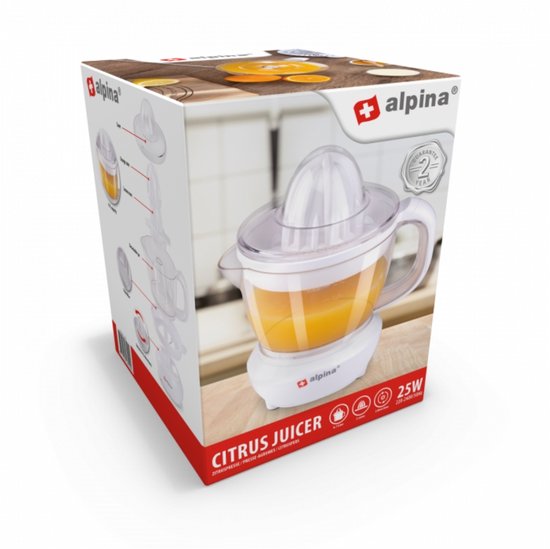alpina Citruspers 0.7L - Sinaasappelpers Elektrisch 25W - Citrus Pers met 2 Perskegels - Sapcentrifuge voor Sinaasappels en Citroenen - Vaatwasbestendig van Merkloos — afbeelding 3