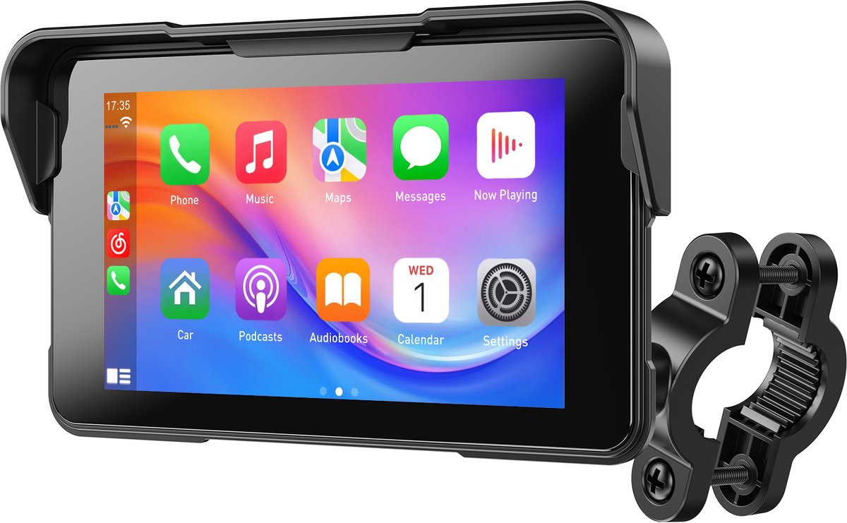 ESSGOO Motorfiets Carplay - GPS Navigatiesysteem - 5 inch Scherm - draadloos Apple Carplay - Android Auto - IP67 - BT- Met zonnescherm