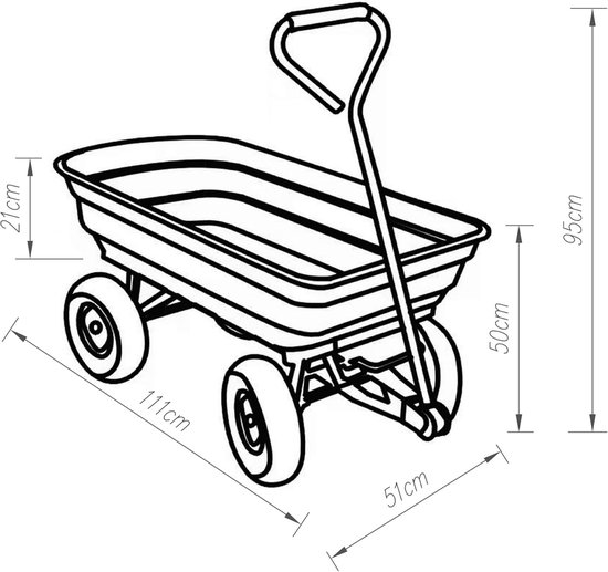 Bolderkar Transportkar - Draaghulp Tuin - Zware Lasten Vervoeren - Kantelfunctie Eenvoudig Lossen - 111x51x50 cm - Groen Zwart van Bolderkar — afbeelding 5