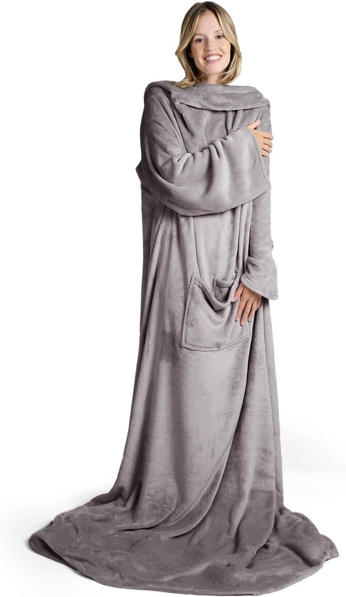 Deken met mouwen - Draagbare hoodie - Comfortabel relaxen - Geïntegreerde voetenzak - Uniseks - Diverse kleuren