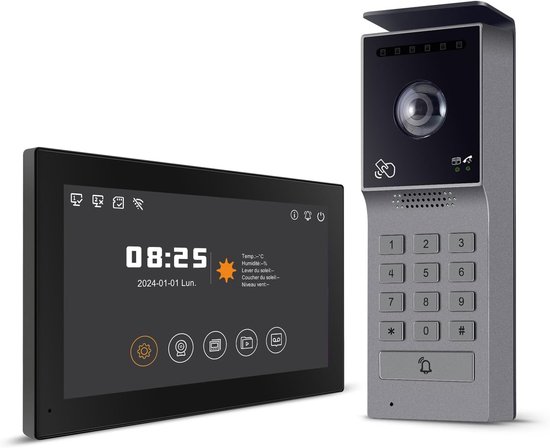 Bedrade Videofoon - 2-Draads Intercom - Veilige Toegang - 7 Inch Touchscreen - 23 x 7 x 16 cm — afbeelding 2