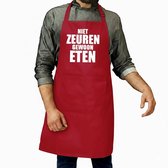 Keukenschort - BBQ - Niet zeuren gewoon eten - volwassenen - rood - cadeau - Moeder / Vaderdag