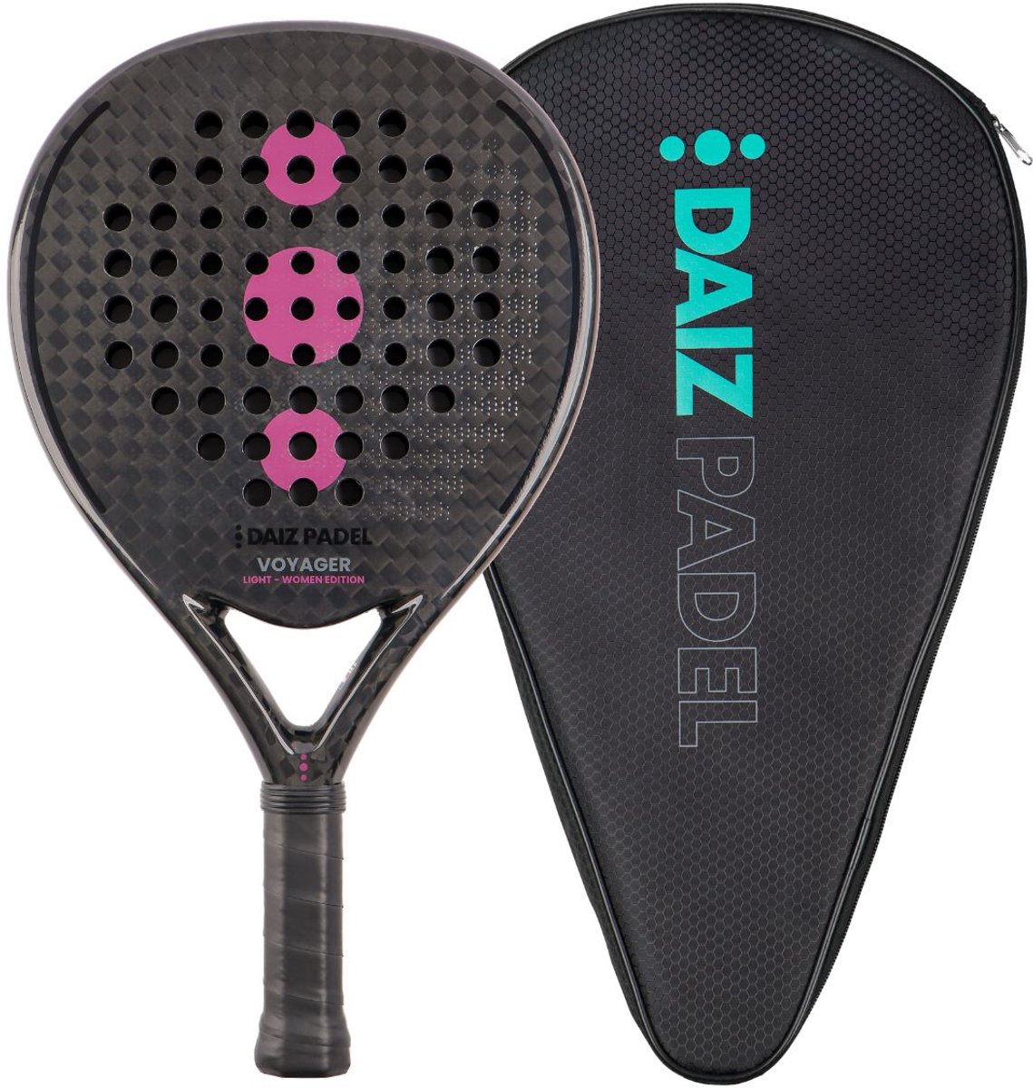 DAIZ PADEL RACKET DAMES - Voyager Hybrid Women - Premium 12K Carbon, Kevlar & 3D Effect - Inclusief Thermo Padeltas & Padel Protector