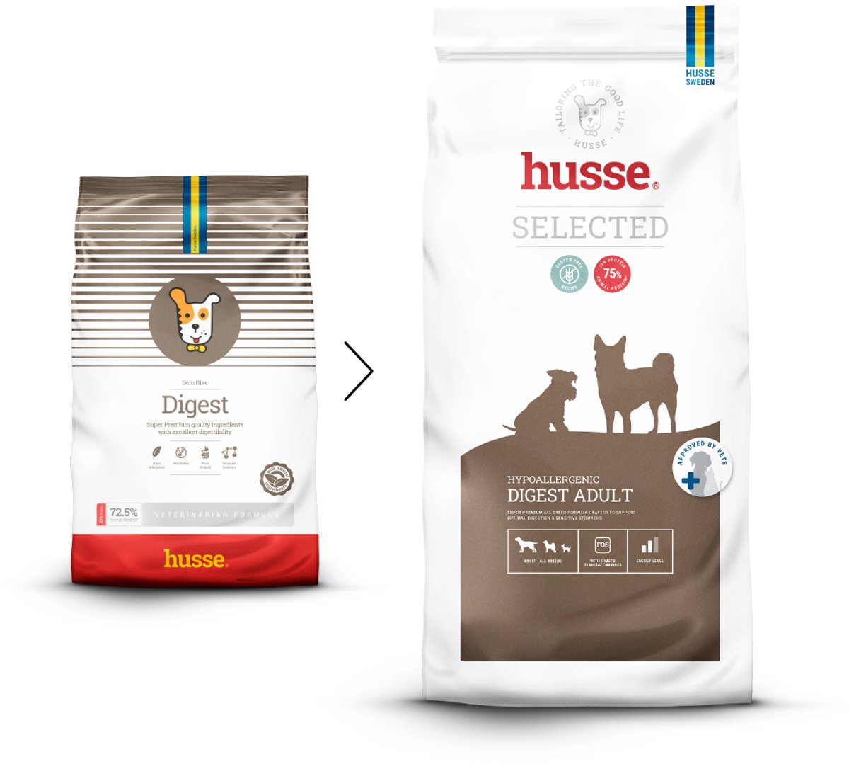 Husse - Digest - Lam en Rijst - Hypoallergeen Hondenvoer, Hondenvoeding Droog, Hondenbrokken Hypoallergenic - 12 kg