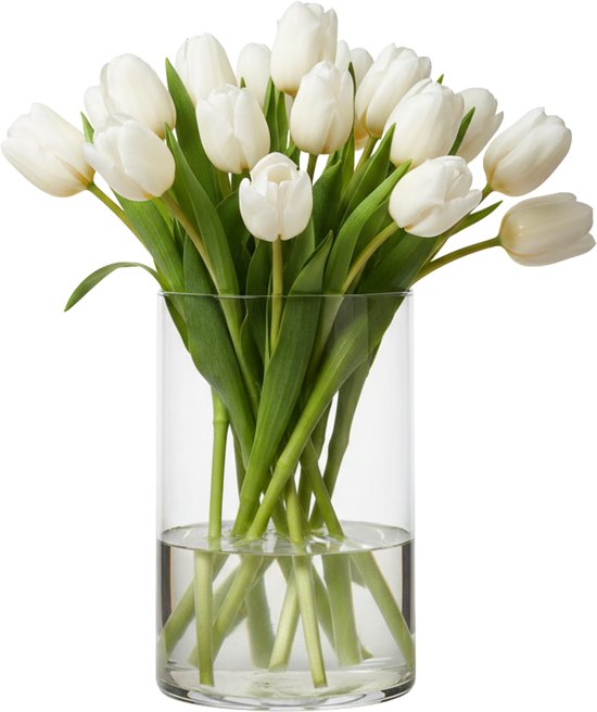 Hakbijl GlassBloemenvaas - cilinder vorm - glas - transparant - D18 x H25 cm - Boeketten