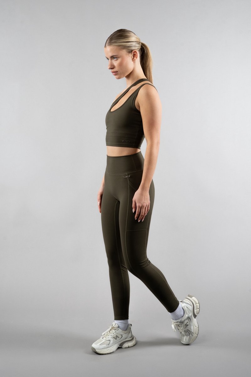 Unveil Active -Strappy Top - Dark Olive M
