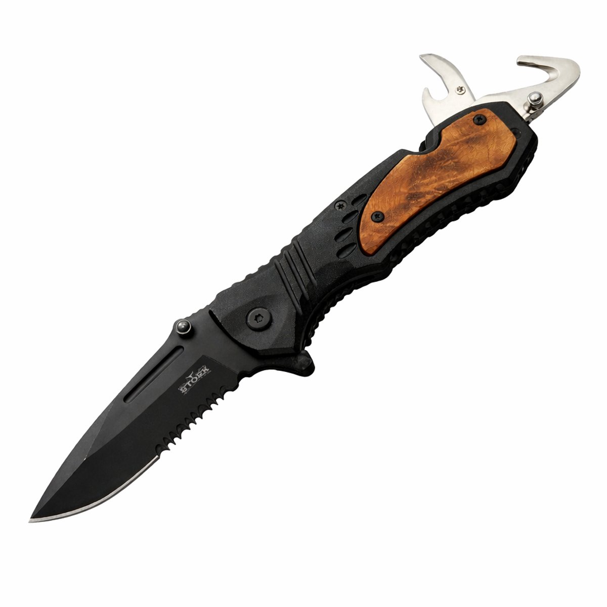 Zakmes - Survival Mes - Outdoor Mes - Multifunctioneel - Pocket Knife - Kampeer Mes - Vlijmscherp - Houten handvat - Stoer - Hunting Knife - Kamperen - 20cm - Cadeau Tip