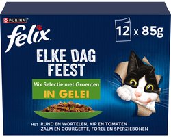 Felix Elke Dag Feest in Gelei - Kattenvoer Natvoer - Groente Selectie - 48 x 85 g