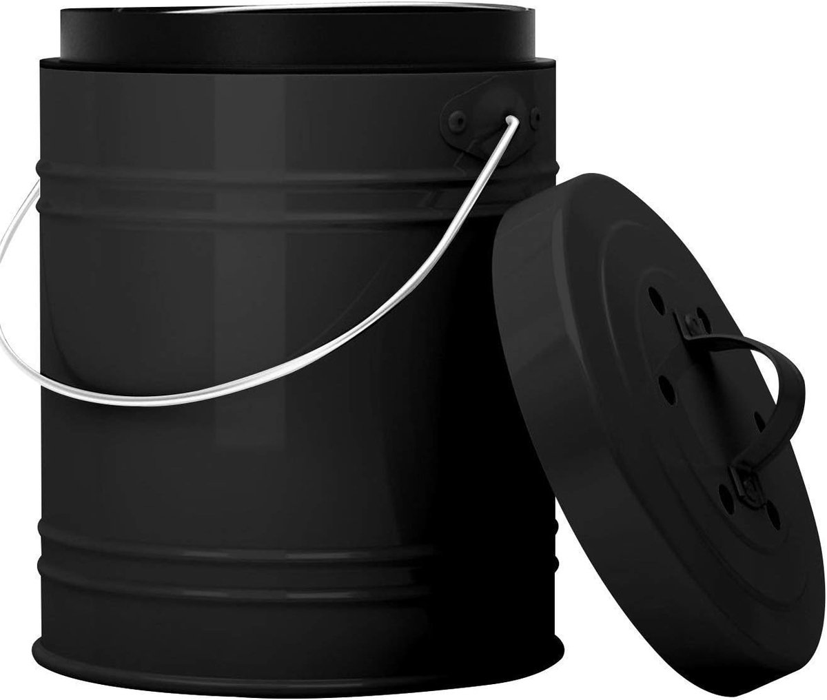 Biologische Afvalemmer - Compostemmer Keuken - Geurvrij Afval - Actief Koolstoffilter - 5 Liter - Zwart