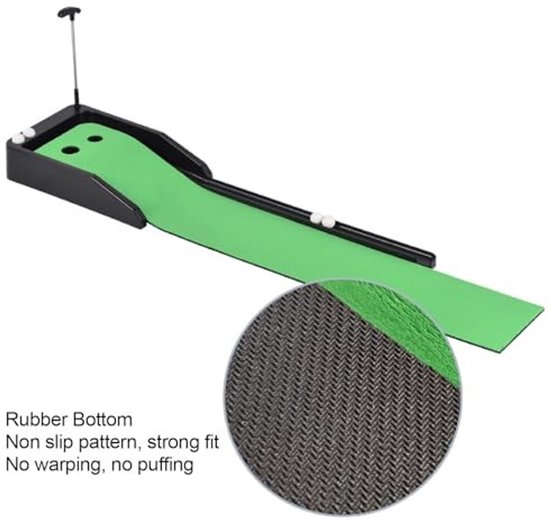 Allecto - Golf putting green mat - desktop club putter trainer - rubber base - club ball putting - exercise set - home office backyard indoor outdo... van Allecto — afbeelding 3