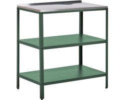 Tuinkeuken Eiland - Buitenkeuken Tafel - Buiten Koken - Roestvrij Staal Werkblad - 80x50x90 cm - Groen