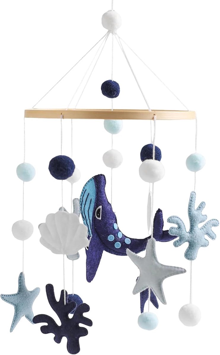 Babywieg Mobiel - Speelgoed Wieg - Babykamer Decoratie - Ontwikkelingsspeelgoed - 46 x 197 cm - Blauw