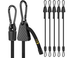 BOTC Bungee Koorden met Haken - 6 Stuks Verstelbare Elastische Spanbanden 7-122 cm - 8 mm Bagagebinders voor Fiets, Camping & Dakdrager - Zwart