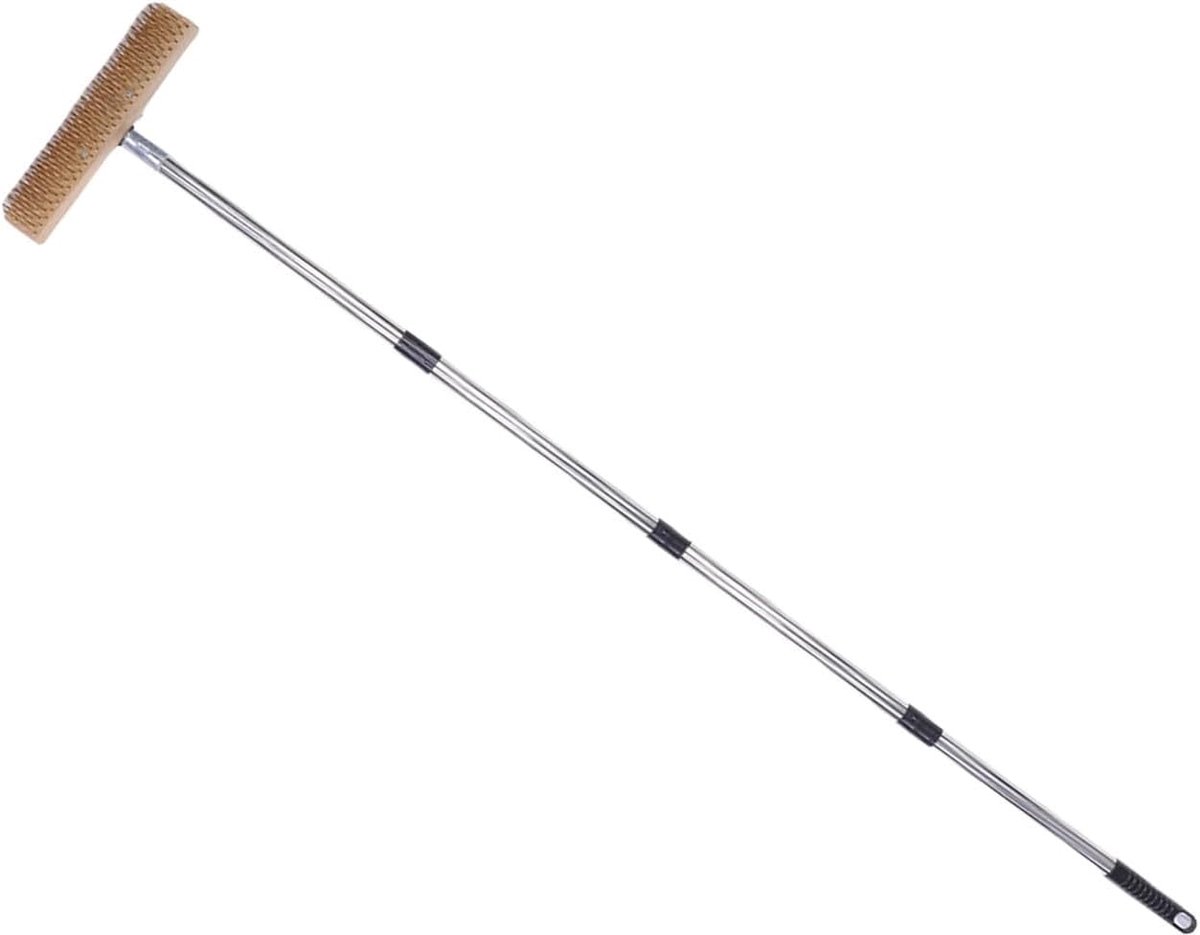 Vloer Schrobborstel - Terras Reiniger - Mos Verwijderen - Roestvrij Staal - 124 cm Lengte
