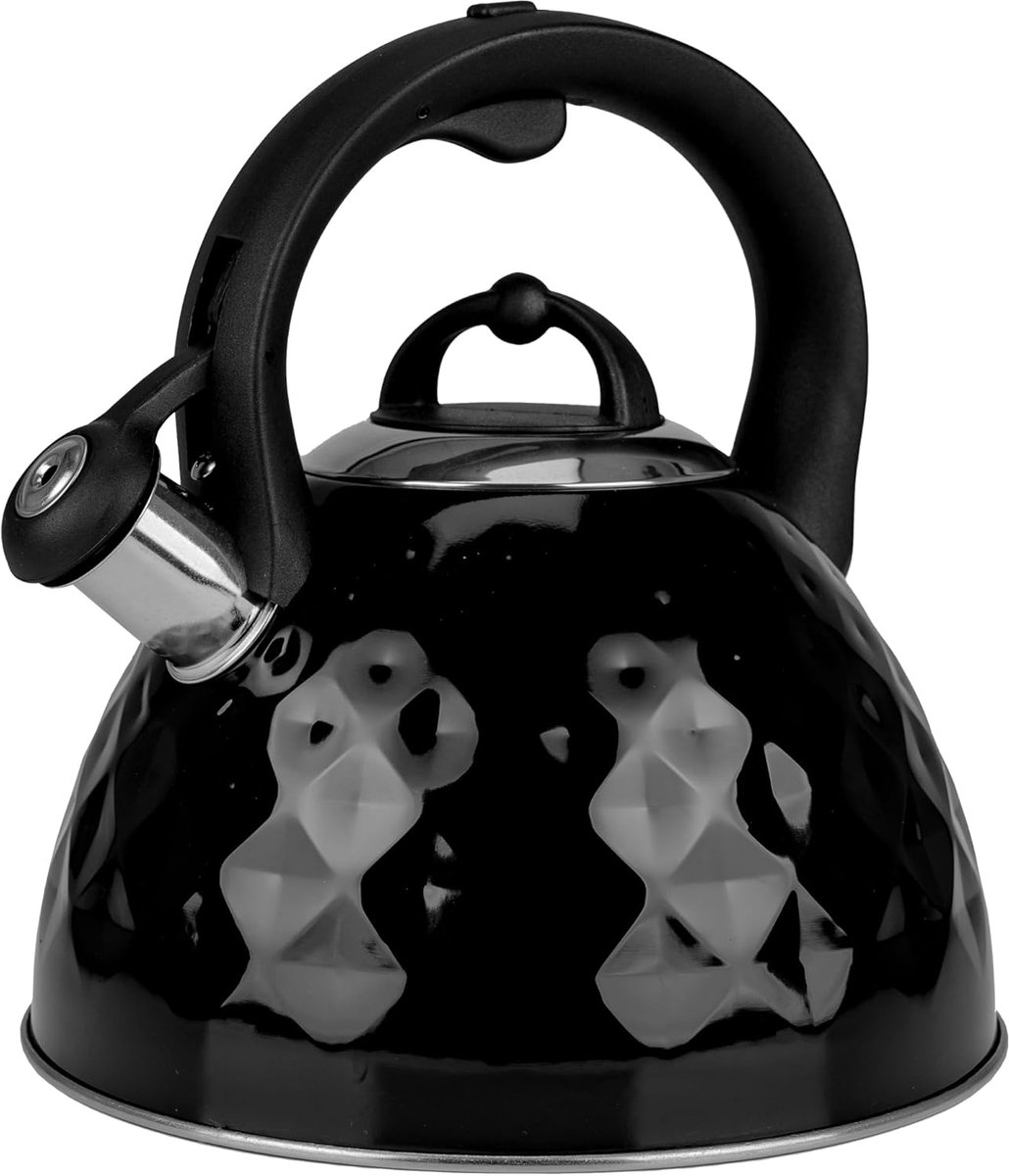 Fluitketel - Waterketel RVS - Snel Water Koken - Handgreep Koel - 2.5 Liter - Zwart