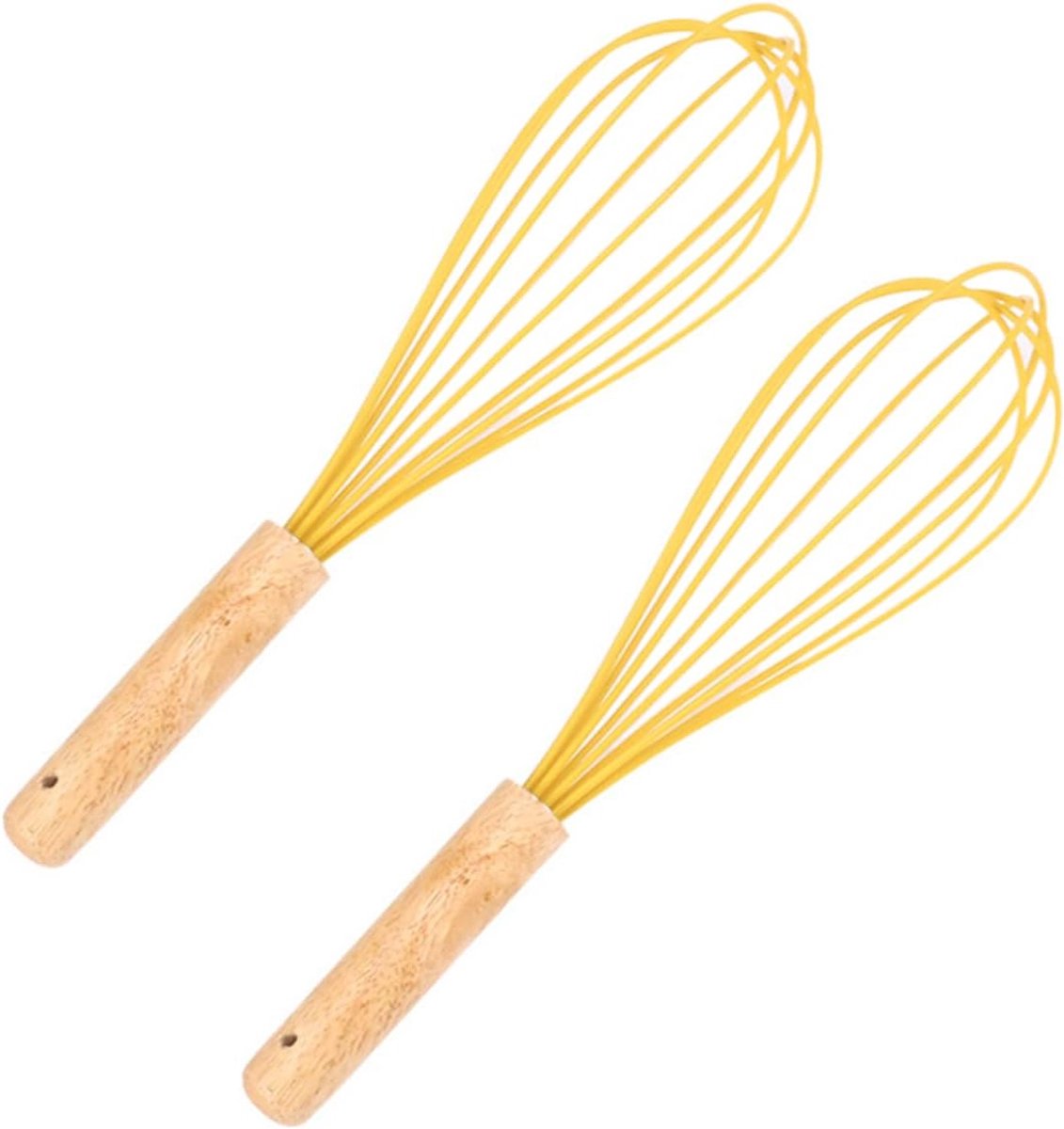 Siliconen Garde - Keukenmixer Klopper - Eieren Sauzen Mixen - Comfortabel Houten Handvat - 23.5cm Lengte - Khaki