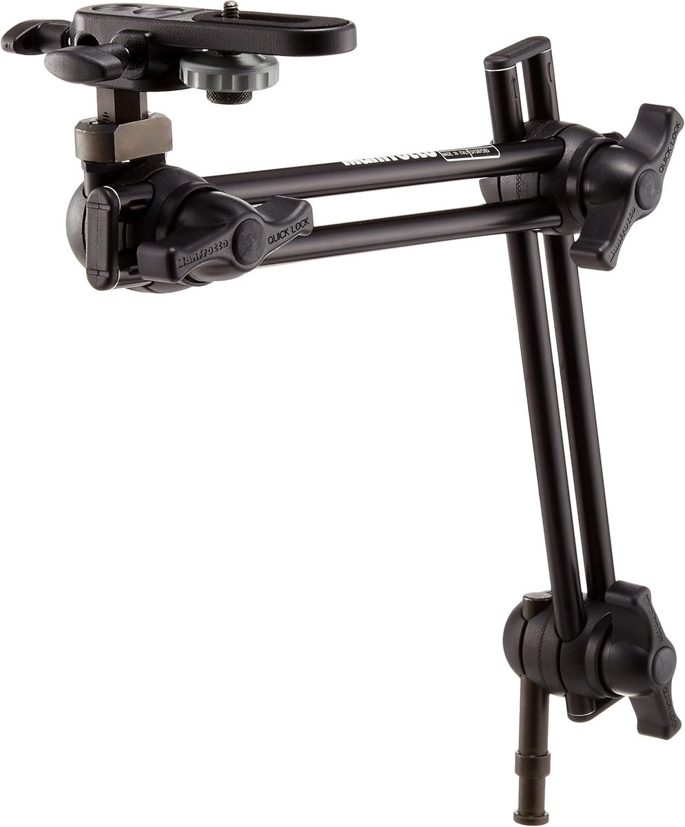 Scharnierarm - Verstelbare Arm - Camera Ondersteuning - Dubbele Bevestiging - 62.5 cm - Zwart