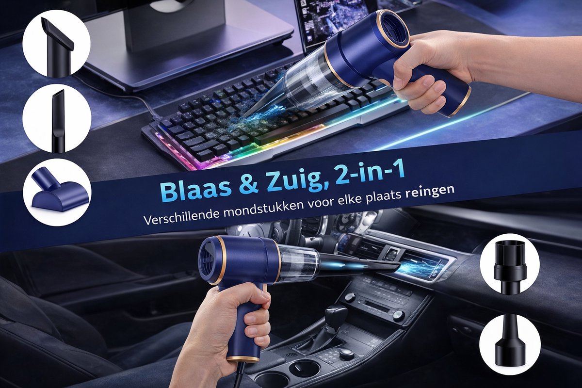 Laiben Draagbare Handstofzuiger 2-in-1 met Zuig- en Blaasfunctie - afbeelding 2