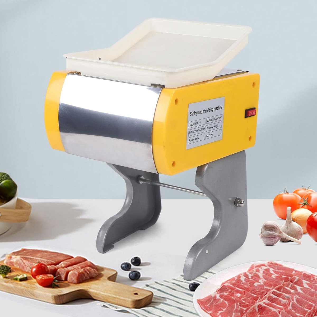 Elektrische Allessnijder - Vlees Snijmachine - Snel Snijden - 300W Krachtig - 29x43x33cm - Koper RVS