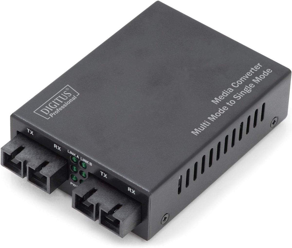Glasvezel Mediaconverter - Ethernet Converter - Netwerk Uitbreiding - Multi/Singlemode Compatibel - 95x70x26mm - Zwart