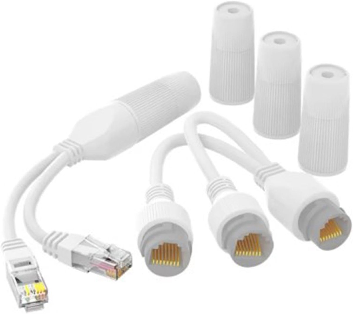 Ethernet Splitter - Lan Adapter - Netwerk Uitbreiding - Waterdicht Ontwerp - 15 x 4 x 2 cm - Wit