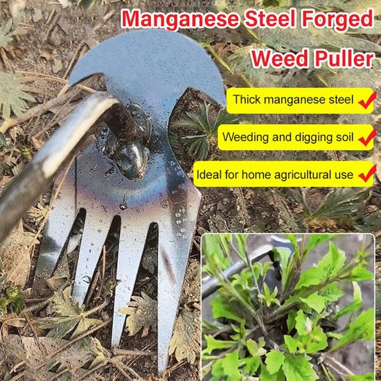 Onkruid Wieden Artefact - Wortel Trekker Schoffel - Tuin Onderhoud - Mangaan Staal Gesmeed - 109 Gram - Ijzeren Handvat van Merkloos	 — afbeelding 4