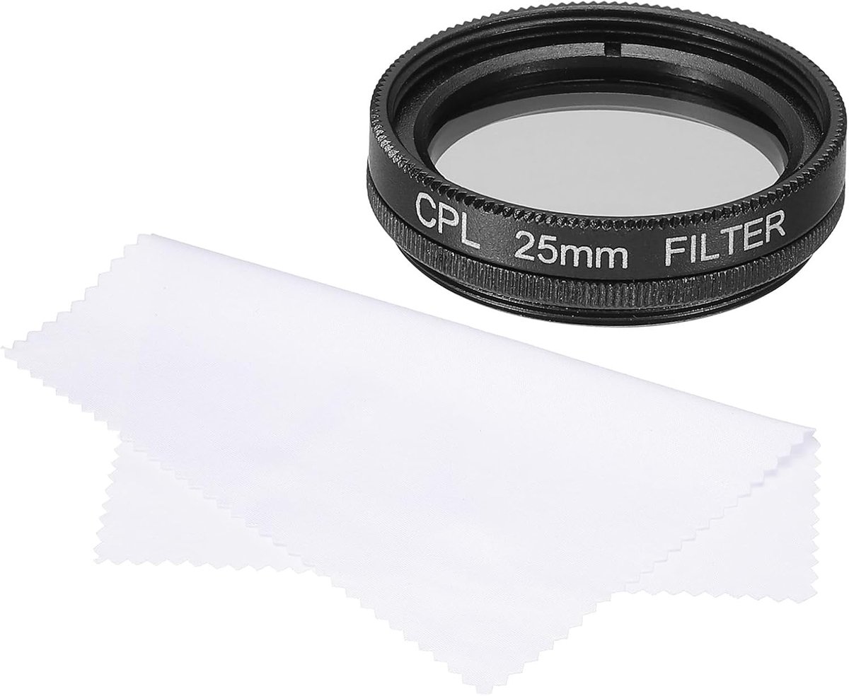 Circulair Polarisatiefilter - Camera Lensfilter - Verbeter Foto Contrast - Dubbele Coating Glas - 25 mm Diameter - Zwart