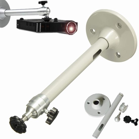 Projector Beugel 360° Draaibaar Plafondhouder Beamer 22 cm Aluminium Zilver voor Home Cinema