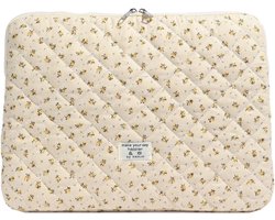 Laptop Hoes - Notebook Sleeve - Veilig Vervoeren - Gewatteerde Bescherming - 11-15 Inch - Geel Bloemen