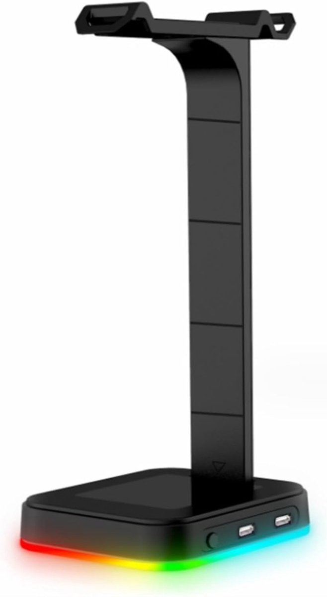 Hoofdtelefoonstandaard - Headset Houder - Bureau Organisatie - Met RGB Verlichting - 109x123x270mm - Zwart