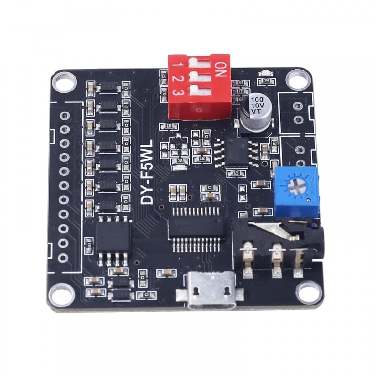 Allecto - Voice Playback Module - Music Power Digital Amplifier - 32Mbit Flash MP3 WAV - UART Controller - Geschikt voor DC 3.7V/5V - Zwart Model