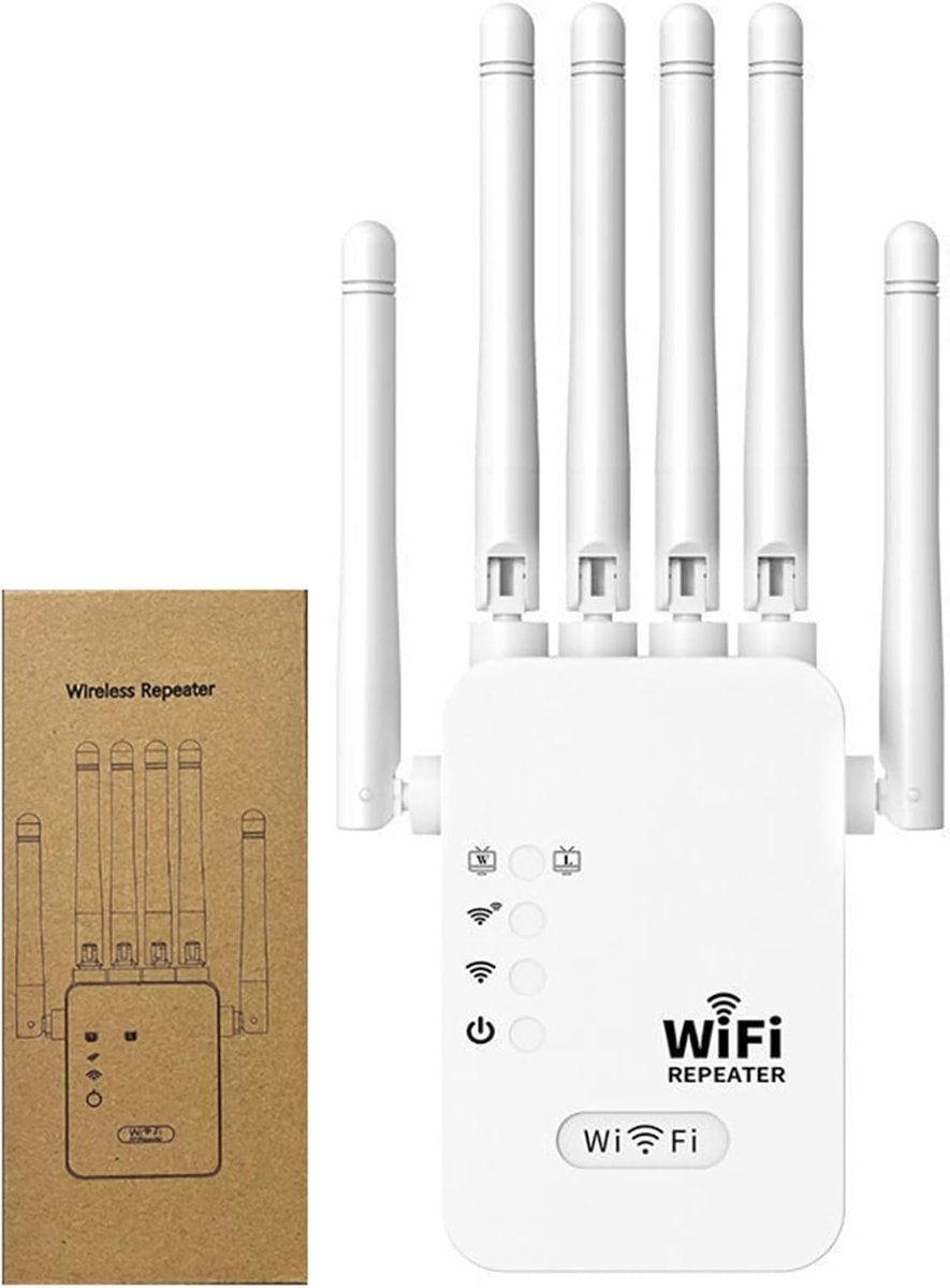 Wifi Versterker - Signaal Booster - Netwerk Uitbreiding - Ethernet Poort - 1200 Mbps - Wit