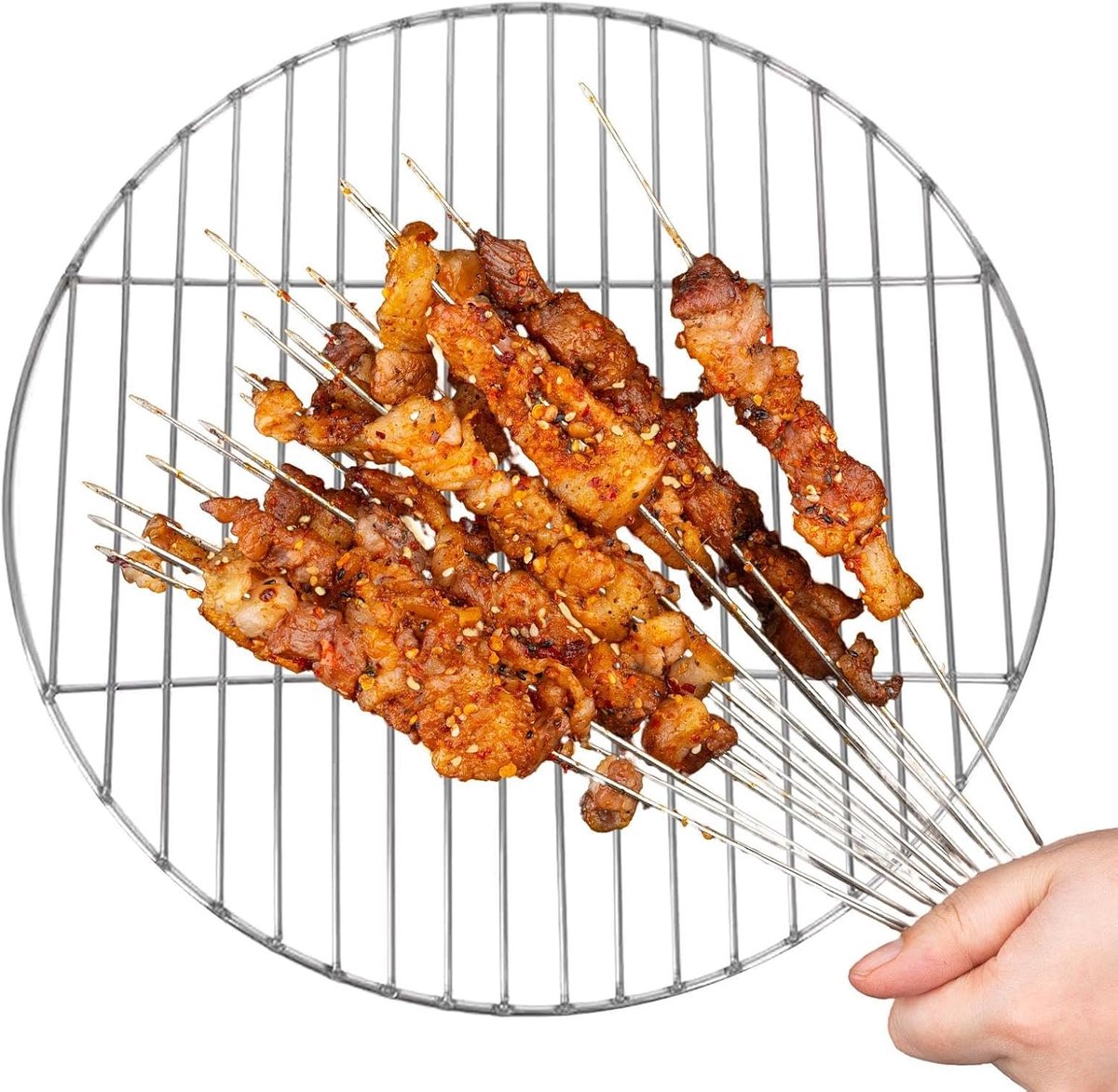 BBQ Rooster - Grillplaat Bakplaat - Buiten Koken - Draagbaar Roestvrij Staal - 33 cm Diameter