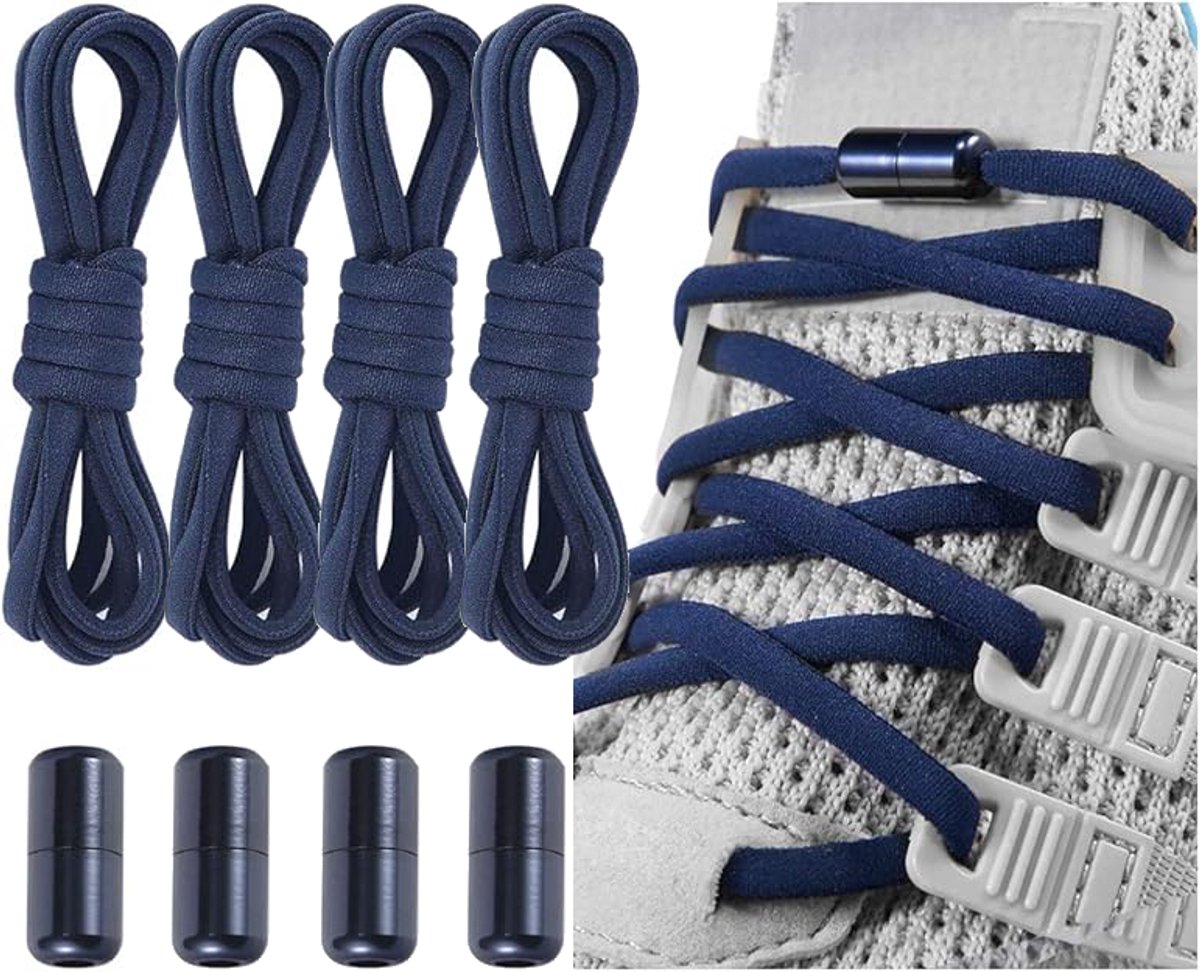 Elastische Schoenveters met Metalen Draaisluiting - Zonder Strikken - Comfortabele Elastische Veters voor Kinderen, Volwassenen & Senioren - Instap Schoenen Systeem