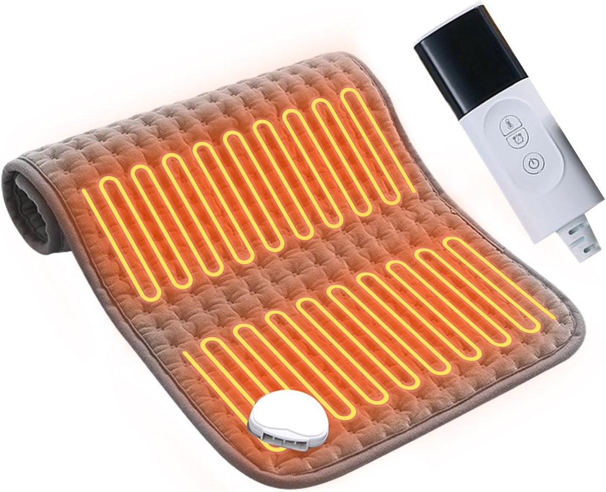 Elektrische Warmtemat - Verwarmingskussen - Pijnverlichting - Automatische Stop - 30x40 cm - Grijs