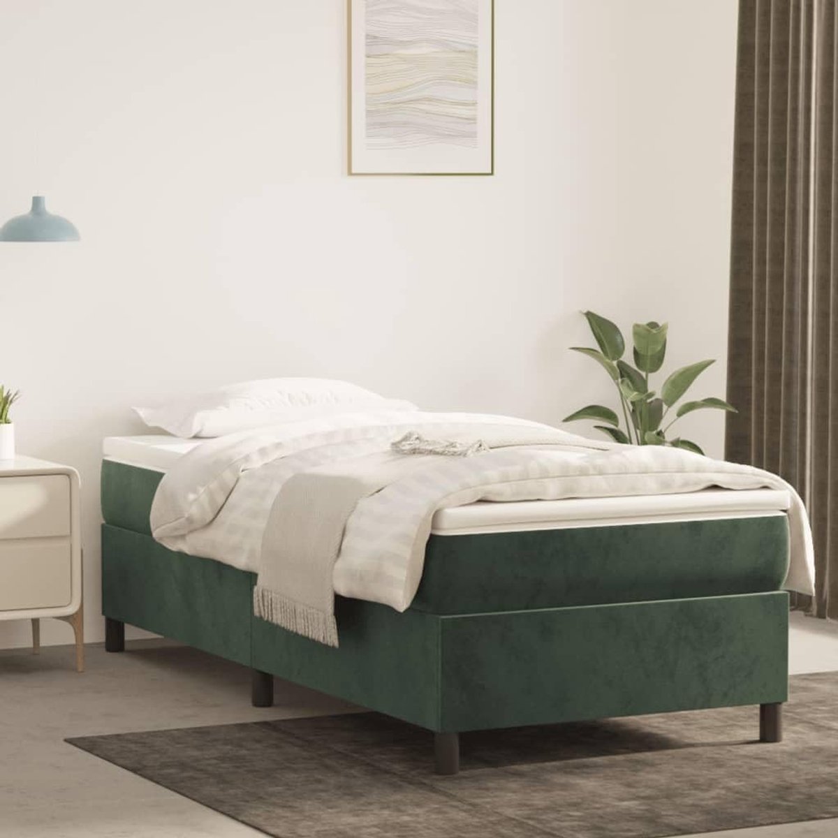 Boxspring Bedframe - Bedframe Fluweel - Rustgevende Slaap - Robuuste Lattenbodem - 90x190 