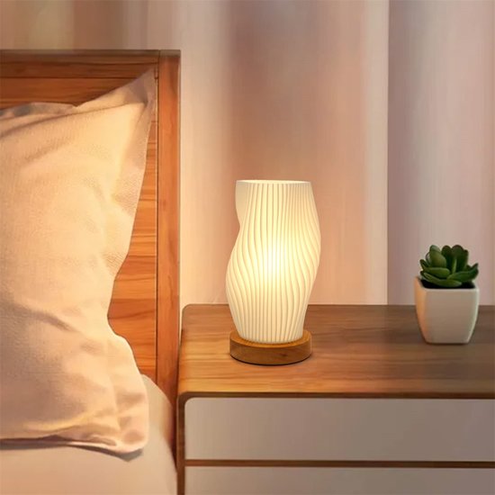 QTTVBTNA -Nachtlamp - LED Nachtlicht - USB-oplaadbare tafellamp - 3D-geprinte dimbare nachtlamp met houten voet, geschikt voor nachtkastjes in de slaapkamer, bruiloften, feesten, evenementen op het terras, binnen- en buitenlocaties - 11*20.5cm van QTTVBTNA — afbeelding 5